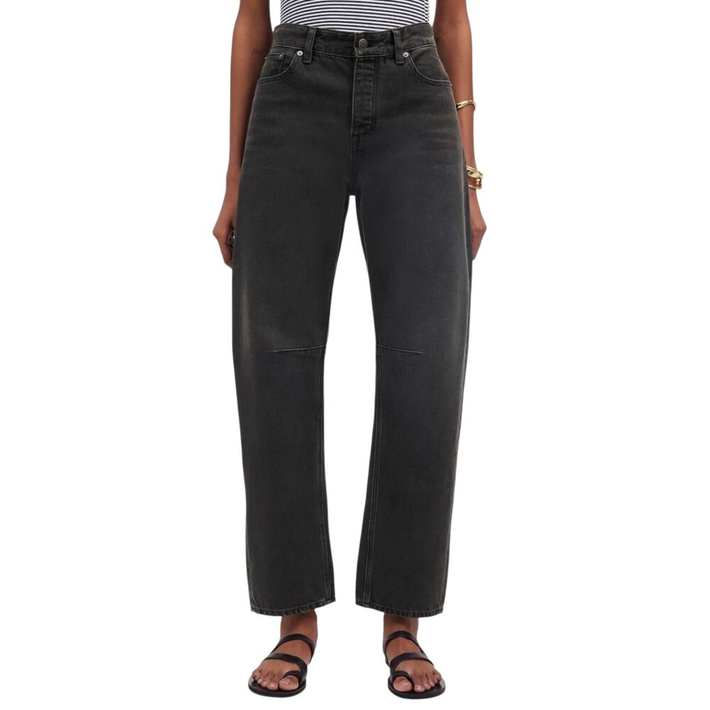 Madewell Jeans The Darted Barrel-Leg Washed Black Button Denim